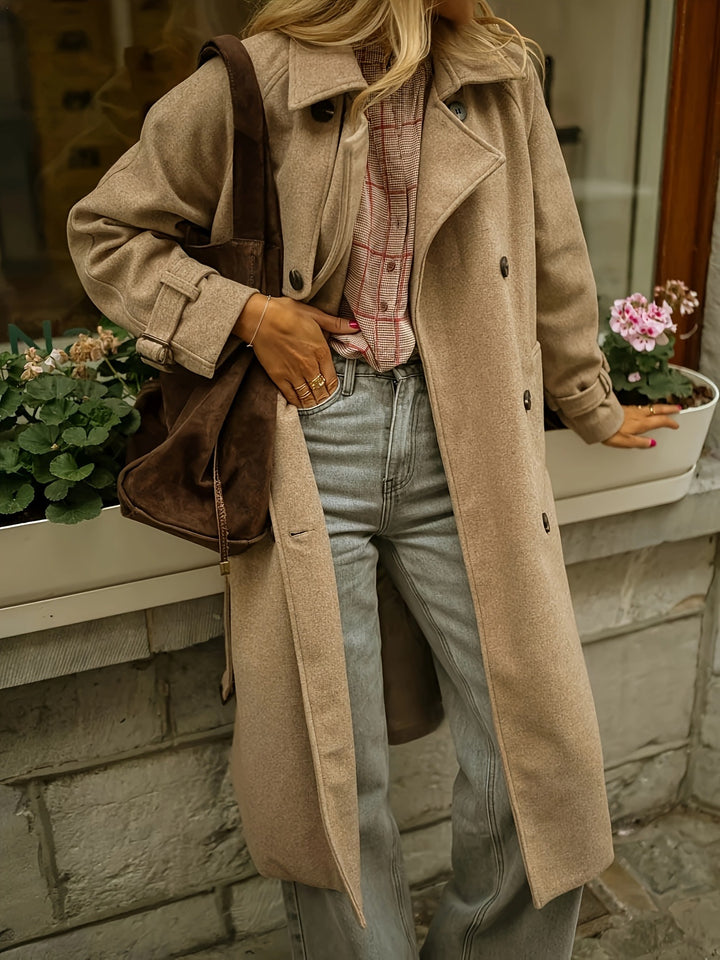 Ladies Elegant Wool Coat with Loose Fit and Classic Button Details Lune London