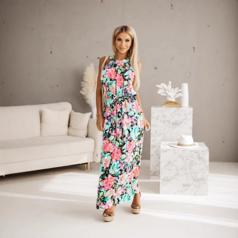 Chic and Stylish Floral Maxi Dress for Women with Halter Neck Design