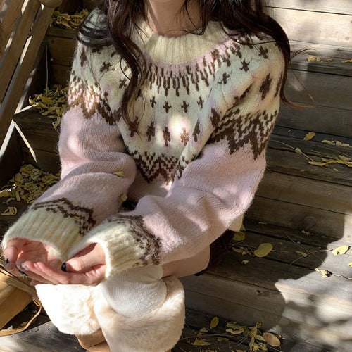 Pull en tricot épais pour femmes avec motif traditionnel et matériau doux Chic & Stil