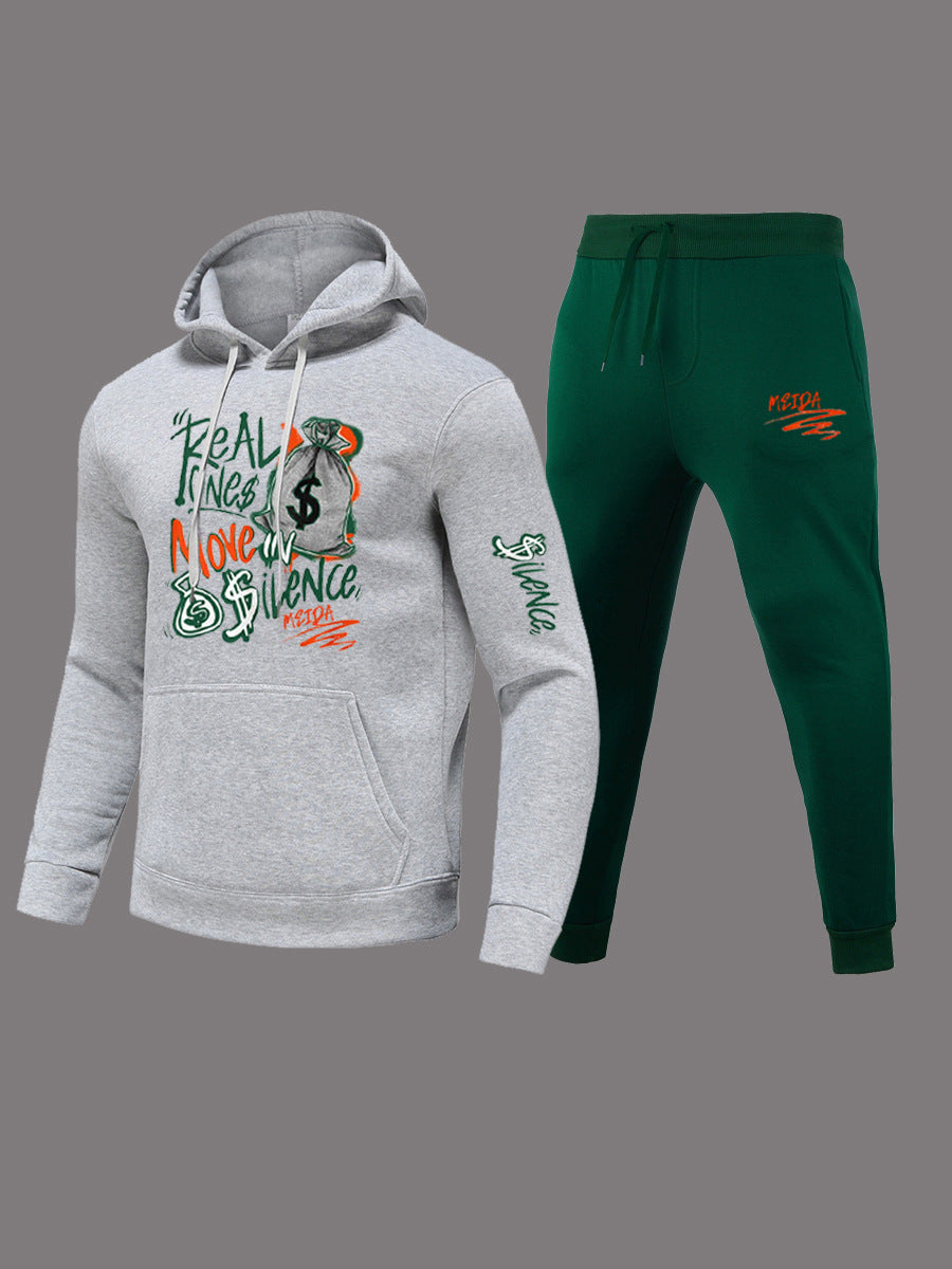 Women Sporty Hoodie and Jogging Pants Set with Creative Graphic Print Lune London