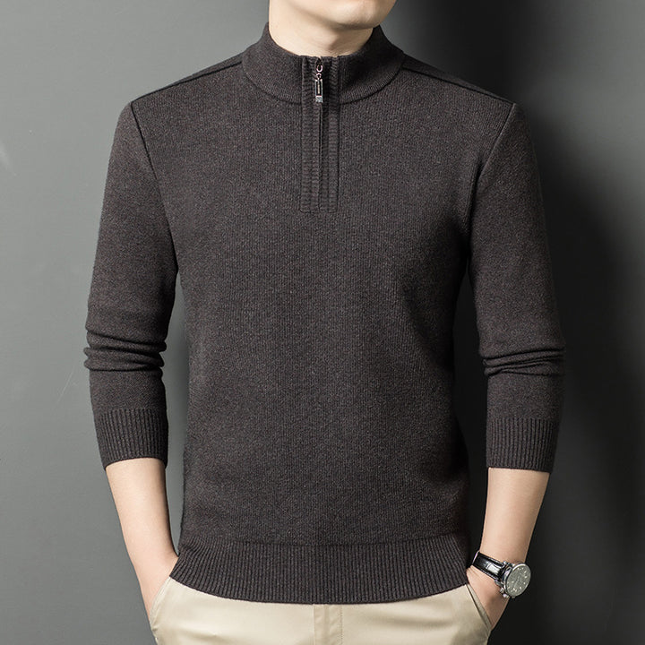 Elegant high collar sweater for men with half-zip closure Lune London