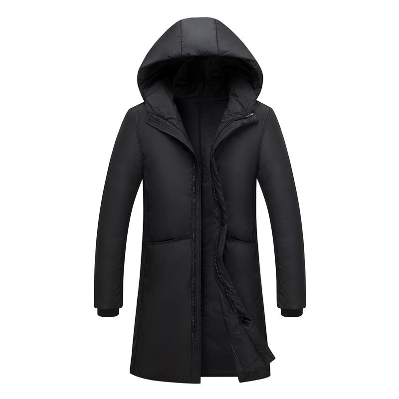 Ladies long down jacket with large hood and practical pockets Lune London