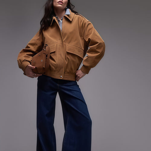 Trendy bomber jacket for women with elastic waist and large pockets Lune London
