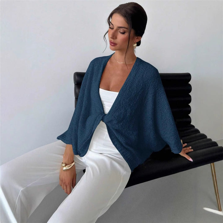 Casual roll-up jacket for women with large sleeves and textured fabric Lune London