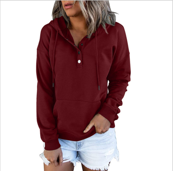 Ladies hoodie with integrated button placket Lune London