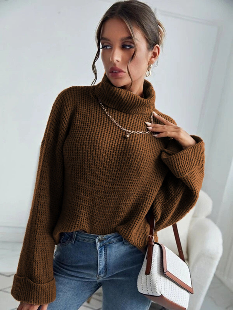 Casual knit sweater for women with high collar and loose fit Lune Londonl