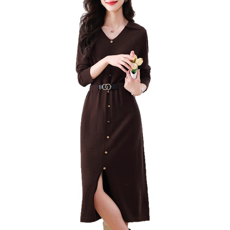 Robe midi élégante pour femme avec design à boutons et coupe ajustée Chic & Stil