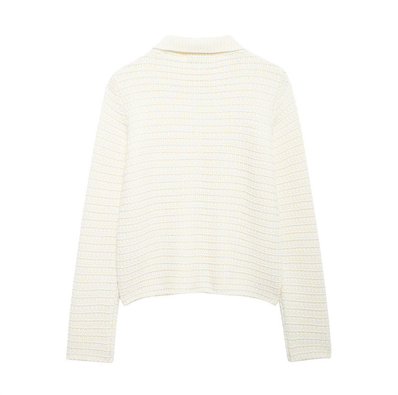 Knitted jacket for women with pockets and button closure Lune London