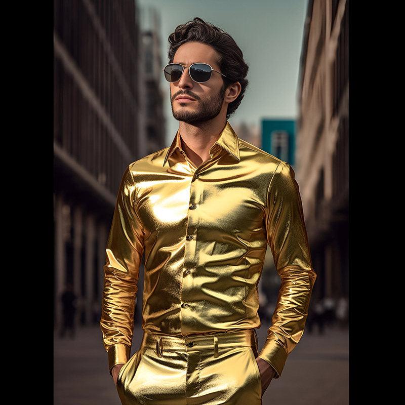 Shiny long sleeve shirt for men with stylish cut Lune London
