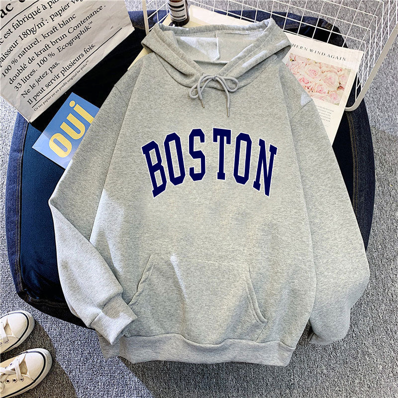 Women's hoodie with classic Boston print Chic & Stil