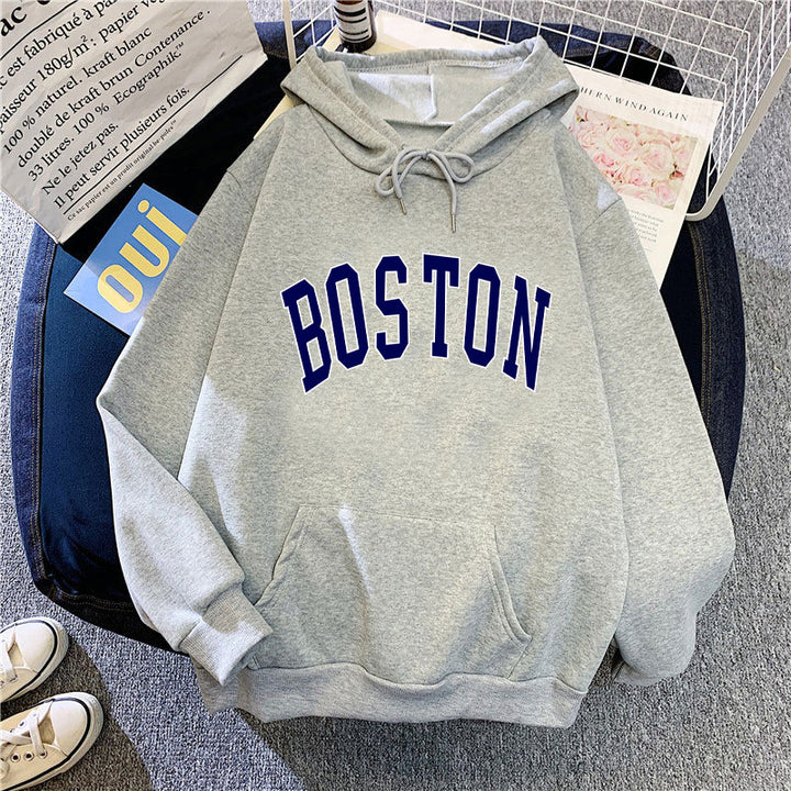 Women's hoodie with classic Boston print Chic & Stil