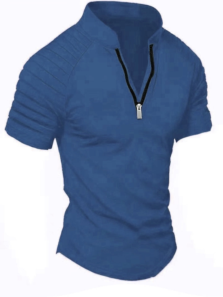 Short Sleeve Sports T-Shirt for Men with Structured Zipper Chic and Style