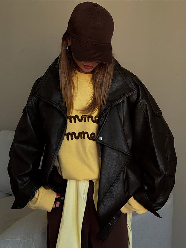 Women's Oversized Leather Jacket Chic Und Stil