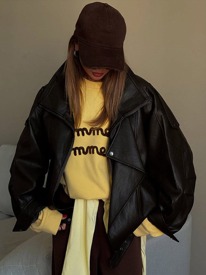 Women's Oversized Leather Jacket Chic Und Stil