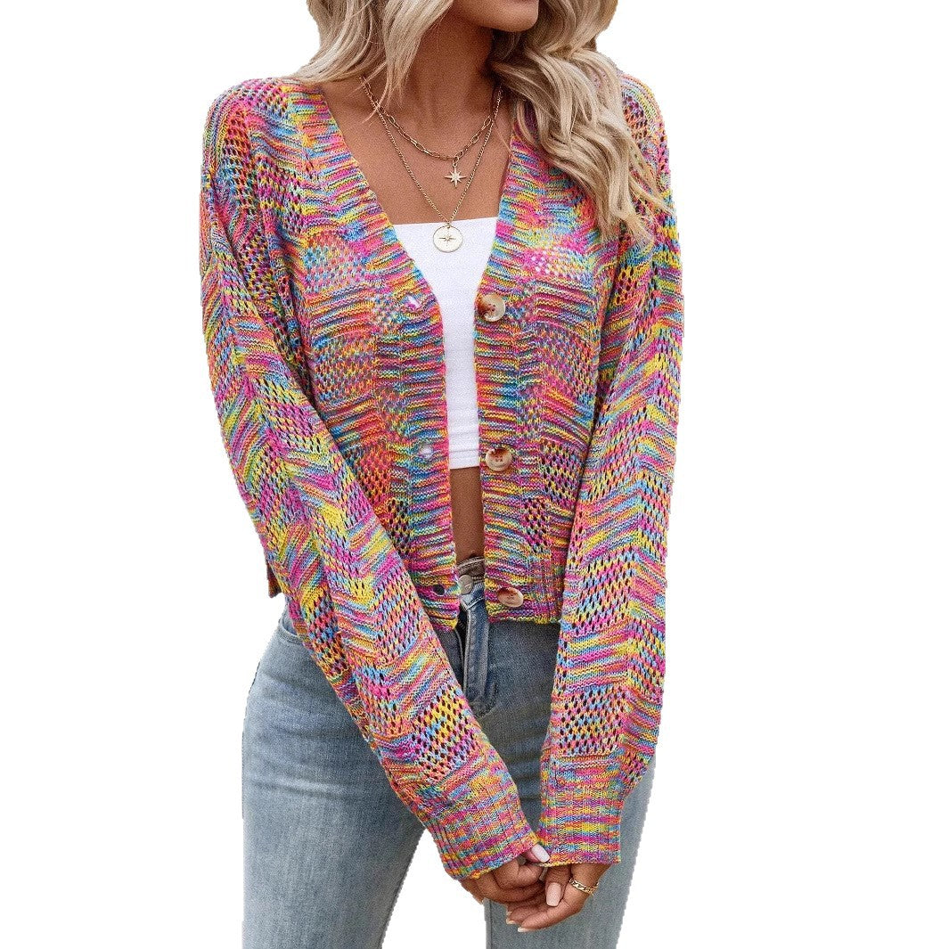 Ladies casual knit vest with colorful mesh pattern Lune London
