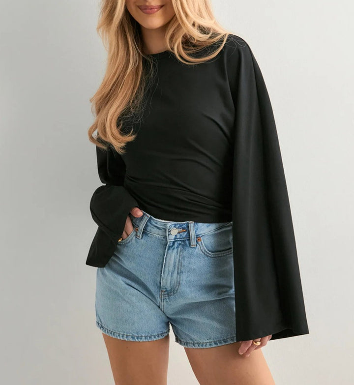 Chemise à manches longues cropped pour femme avec manches évasées larges Chic & Stil