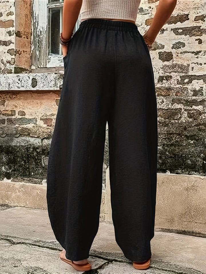 Wide Palazzo pants for women with side pockets and artistic detail Lune London