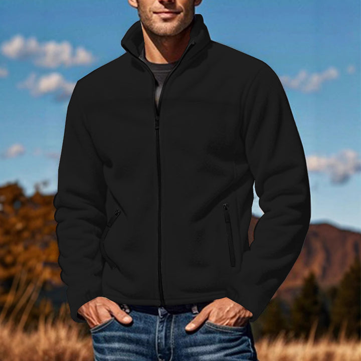 Fleece jacket for men with high collar and practical zip pockets Lune London