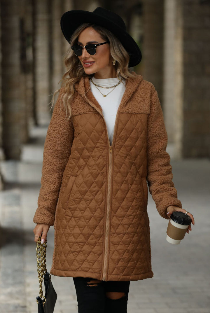 Transitional jacket for women with cozy fleece and hood Lune London