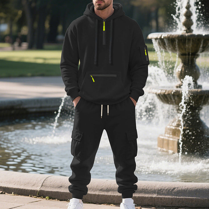 Men's sporty hoodie and chic cargo pant set