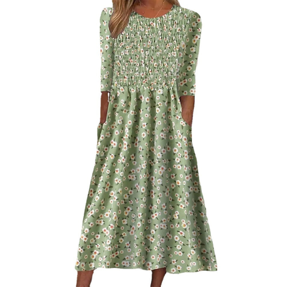 Chic and Stylish Floral Smocked Midi Dress for Women