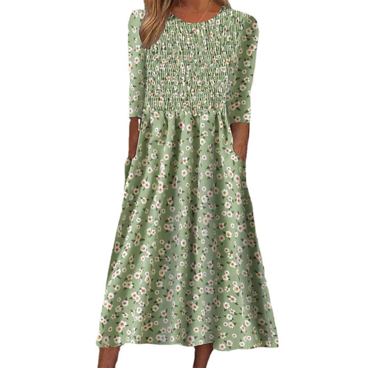Chic and Stylish Floral Smocked Midi Dress for Women