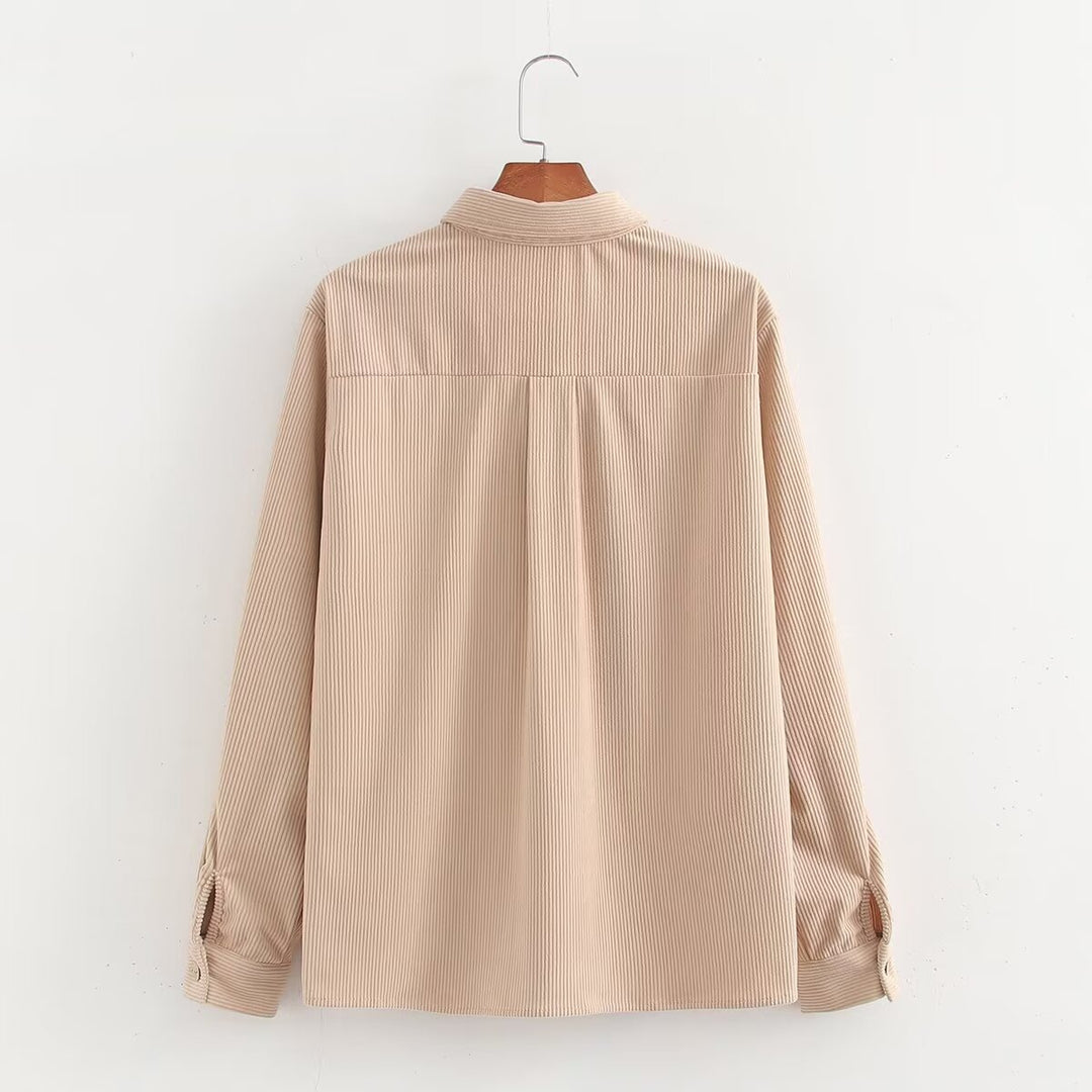 Utility shirt for ladies with applied pockets and textured fabric Lune London