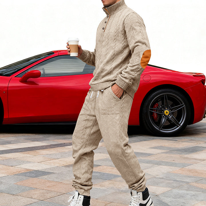 Men's knit jogging suit with a trendy collar and practical pockets Lune London
