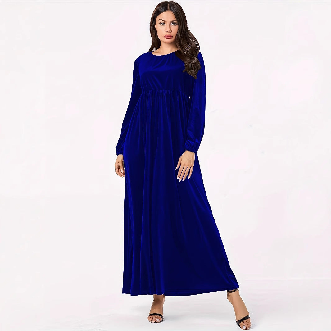 Maxi dress for women in luxurious velvet with elegant draping Lune London