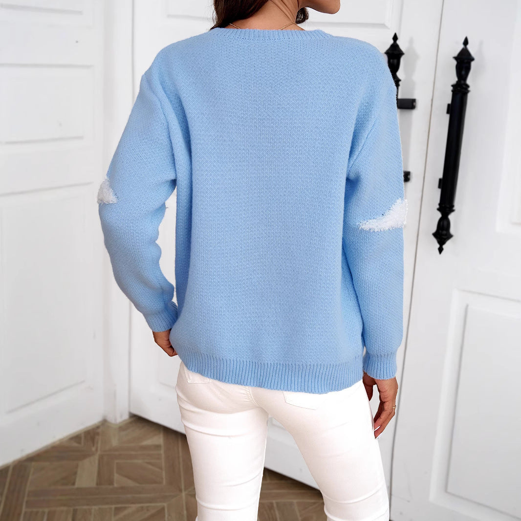 Ladies Cozy Sweater with Cloud Pattern Lune London