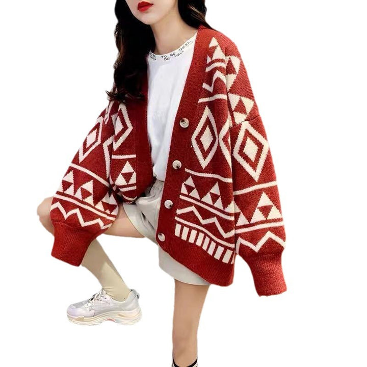 Women’s knit jacket with geometric pattern Lune London