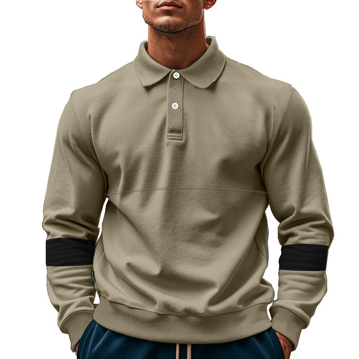 Elegant man long sleeve polo with contrasting sleeve details Lune London