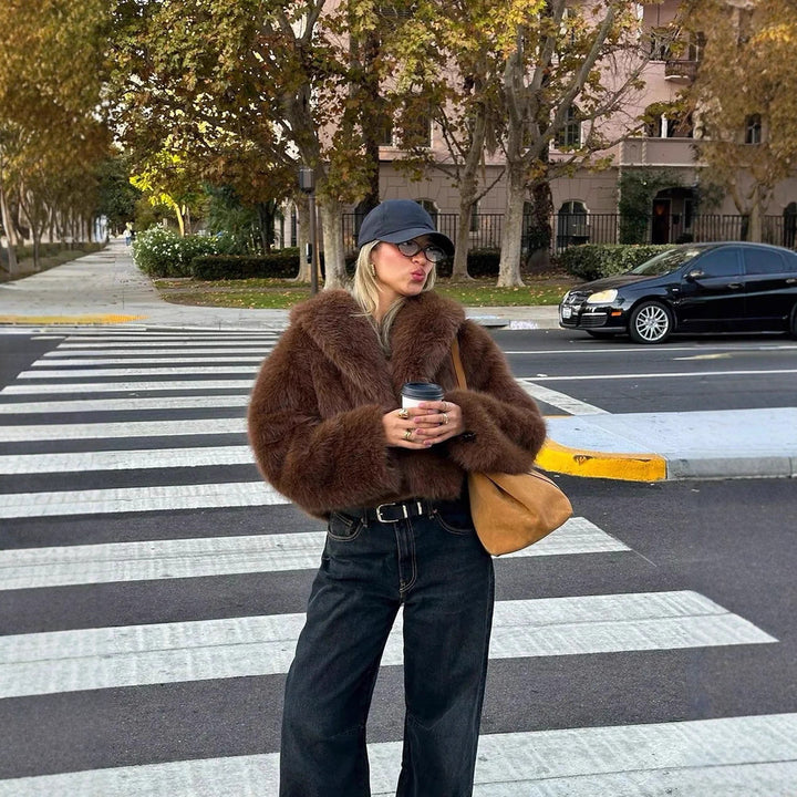 Ladies Oversized Faux Fur Jacket Lune London
