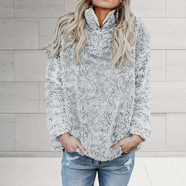 Ladies Cozy Fleece Jacket with High Collar and Zipper Lune London