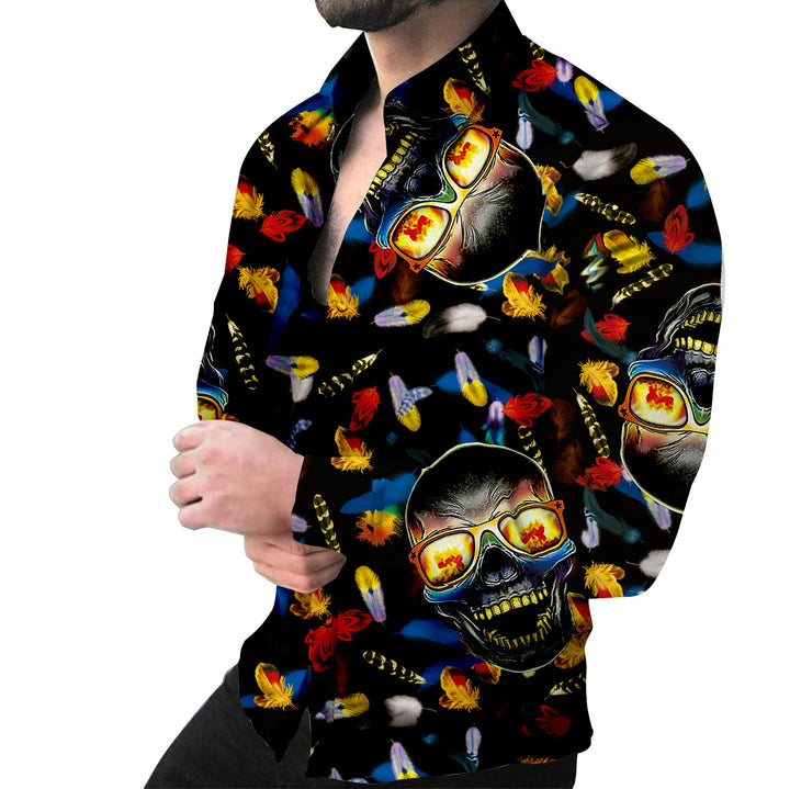 Creative long sleeve shirt for men with animal pattern and chain Lune London