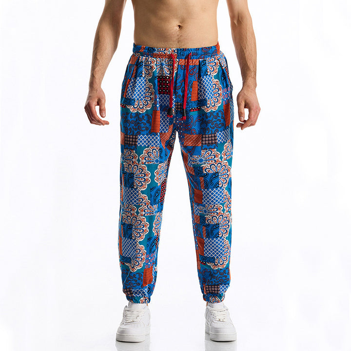 Men's casual pants with colorful pattern and elastic waistband Lune London