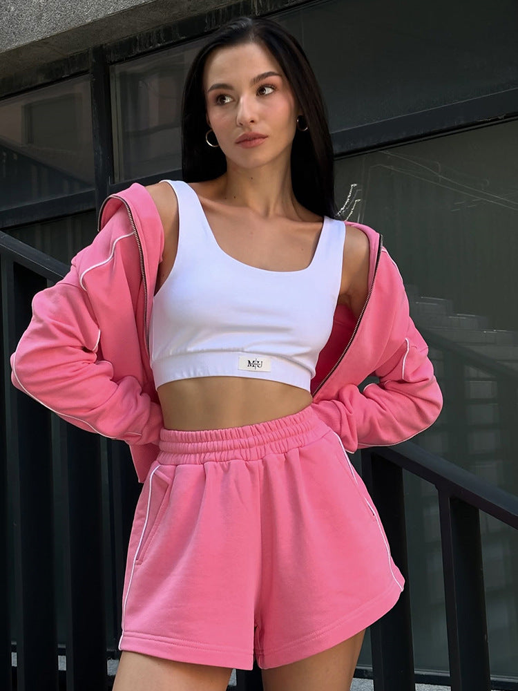 Lune London women's athletic leisure set with crop top and shorts