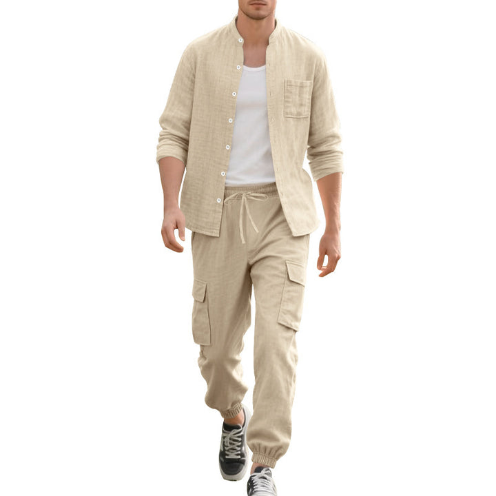 Comfortable Men's Cargo Shorts and Casual Long Sleeve Shirt Lune London