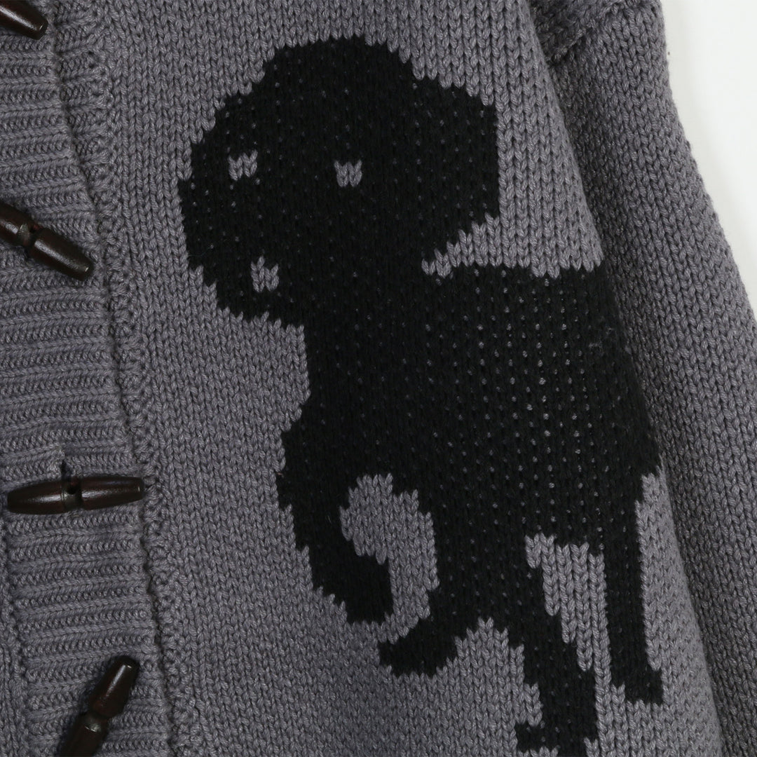 Women's cardigan with playful animal patterns and chic button details