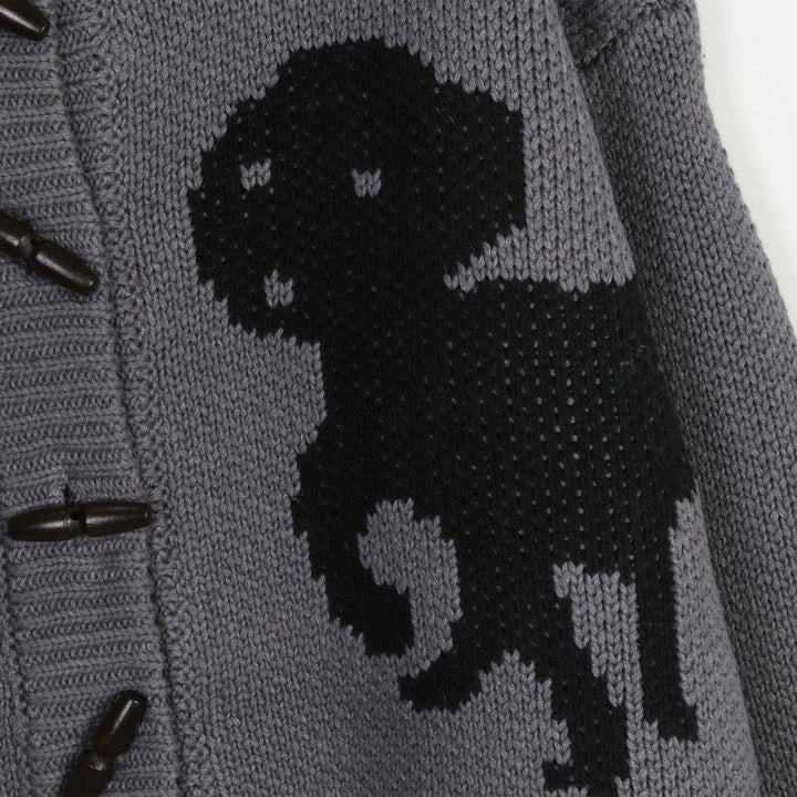 Women's cardigan with playful animal patterns and chic button details