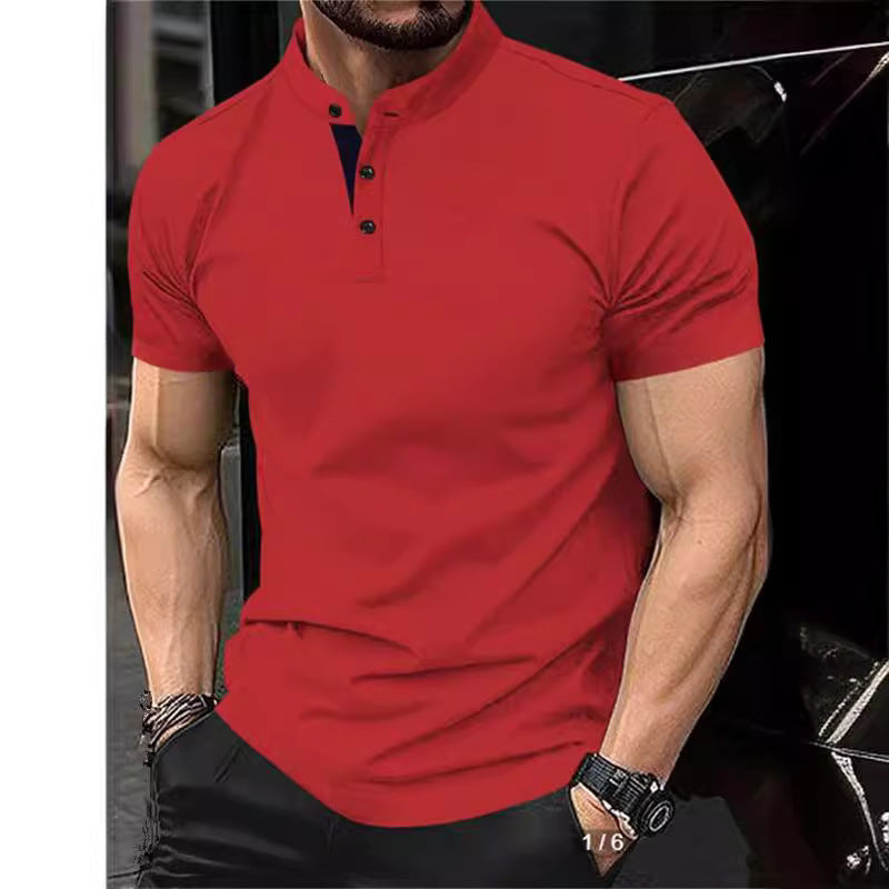 Men's polo shirt with modern stand-up collar and contrasting buttons Lune London