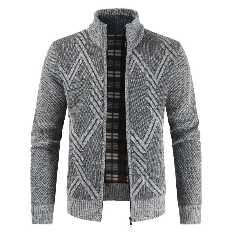 Knitted jacket for men with high collar and structured design Lune London