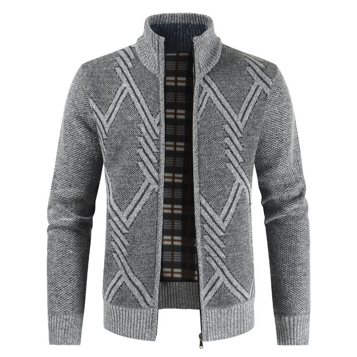 Knitted jacket for men with high collar and structured design Lune London