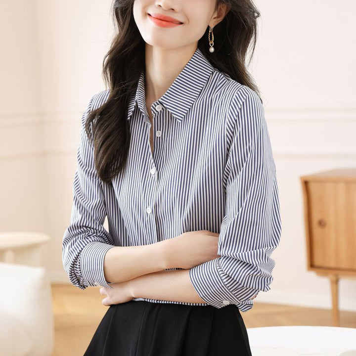Chemisier rayé pour femmes avec col élégant Chic & Stil