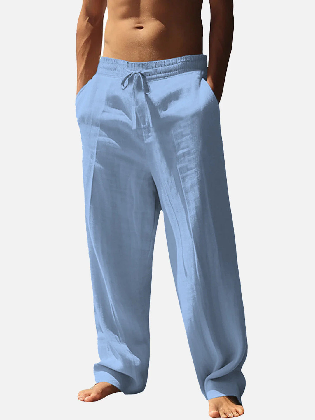 Casual linen pants for men with elastic waistband and side pockets Lune London