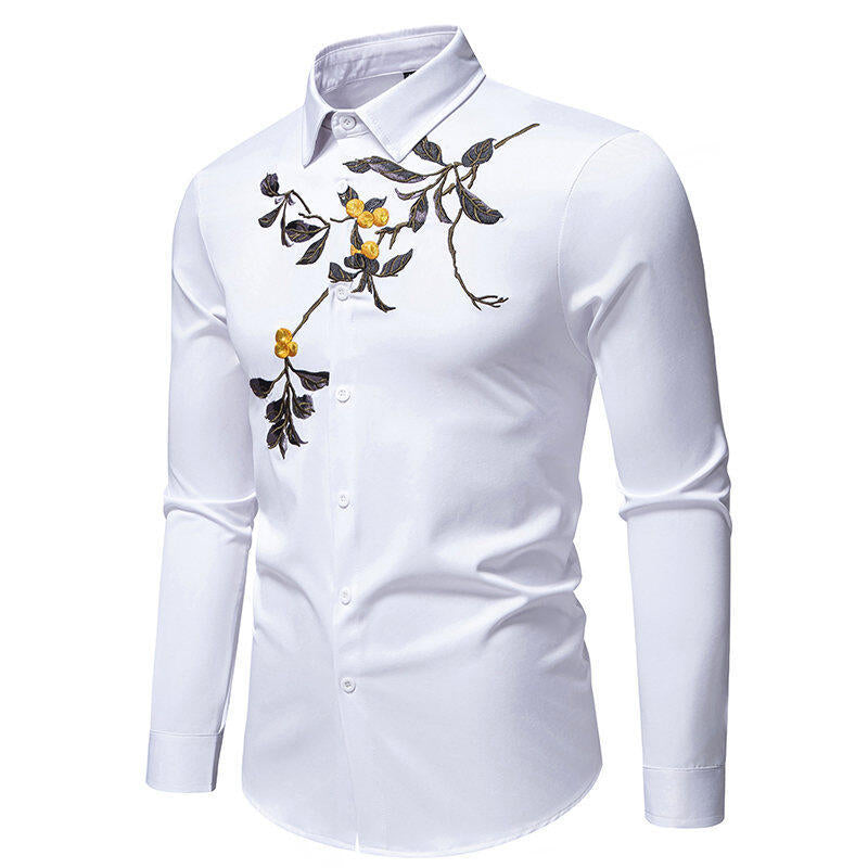 Elegant Embroidered Long Sleeve Shirt for Men Chic und Stil
