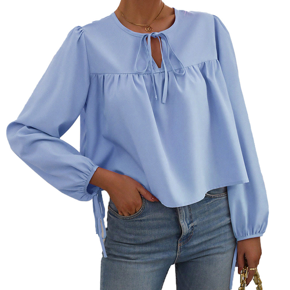 Blouse woman with decorative tie and relaxed fit Chic & Stil