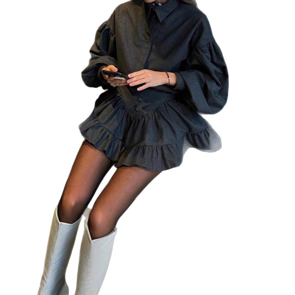 Women's blouse with voluminous sleeves and flounced skirt Lune London