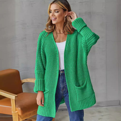 Chunky knit cardigan for women with practical pockets and oversized cut Lune London