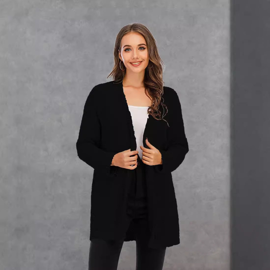 Ladies chunky knit cardigan with open sleeves Lune London